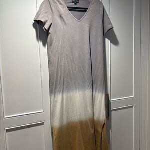 Cezele Gray and Gold Maxi Dress